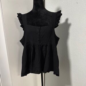 Elegant Black Sleeveless Blouse with Ruffles